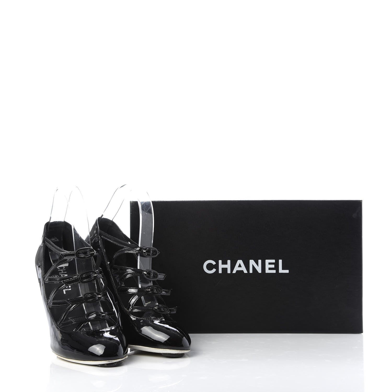 Chanel Patent Calfskin Wedge Pump 39 Black 9 of 9