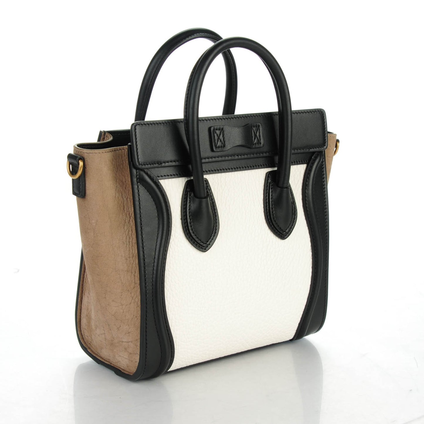 Bullhide Calfskin Suede Nano Tri-Color Luggage White