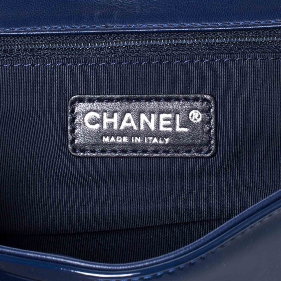 Vinyl Small Lipstick Flap Bag Blue