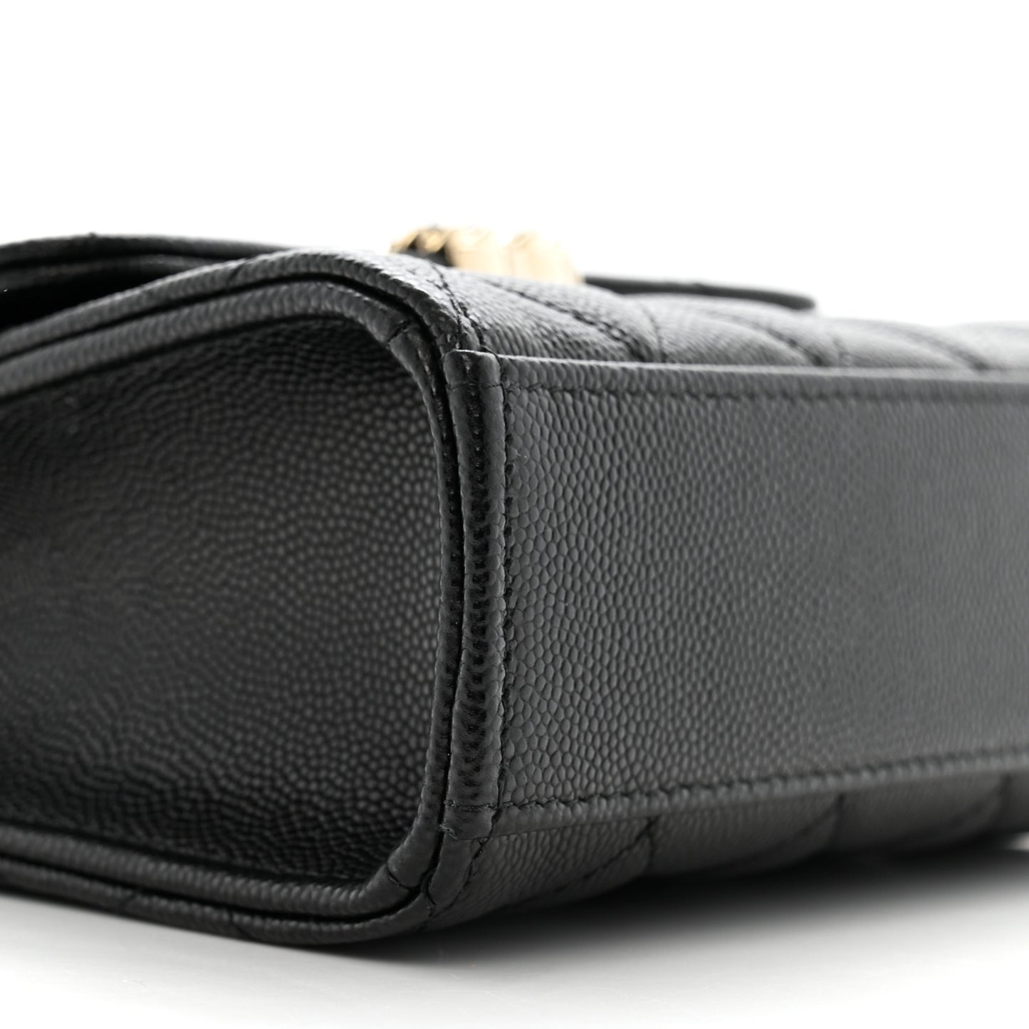 Caviar Quilted Double Chain Top Handle Flap With Chain Black