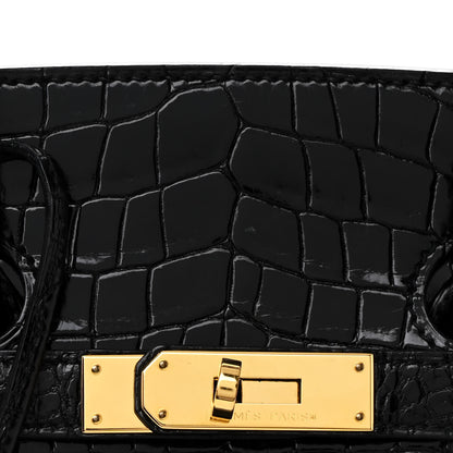 Hermes Shiny Porosus Crocodile Birkin 35 Black 8 of 13