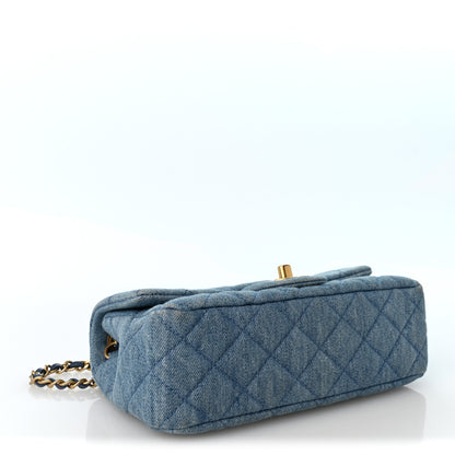 Chanel Denim Quilted Mini Pearl Crush Rectangular Flap Blue 4 of 10