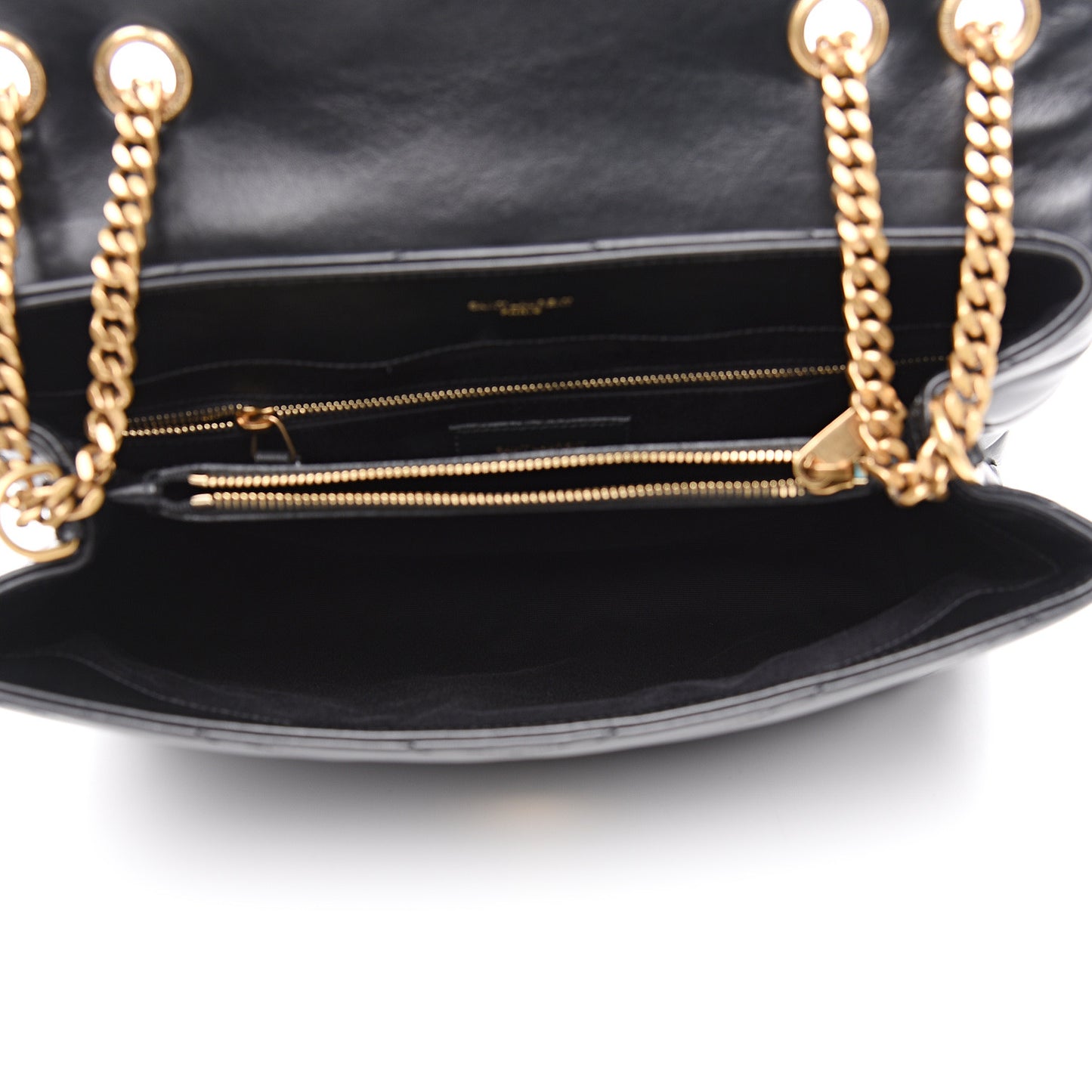 Calfskin Y Quilted Monogram Medium Loulou Chain Satchel Black