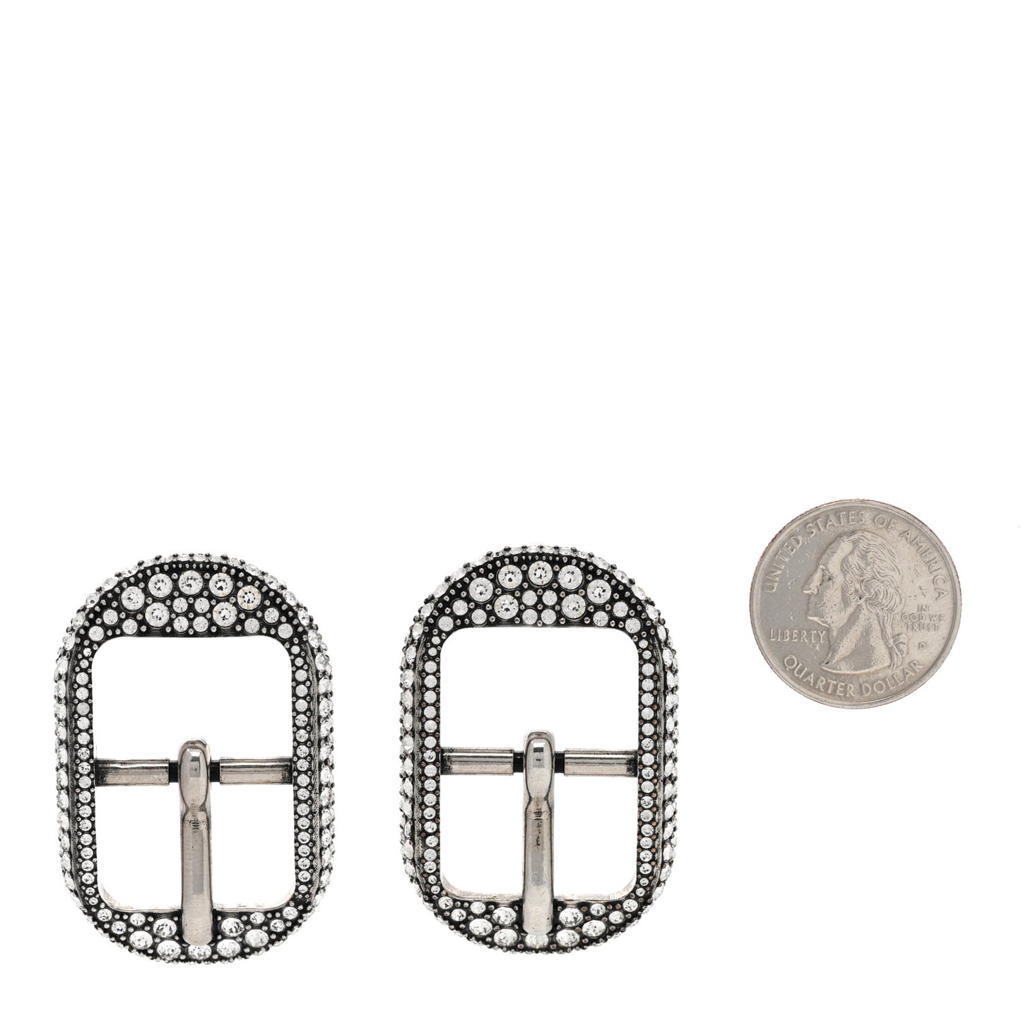 Crystal Cagole Buckle Earrings Antique Silver