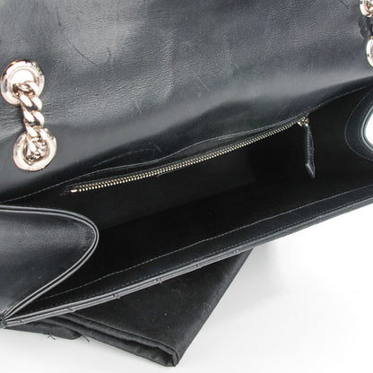 Saint Laurent Smooth Calfskin Matelasse Chevron Large Monogram Satchel Black 8 of 10