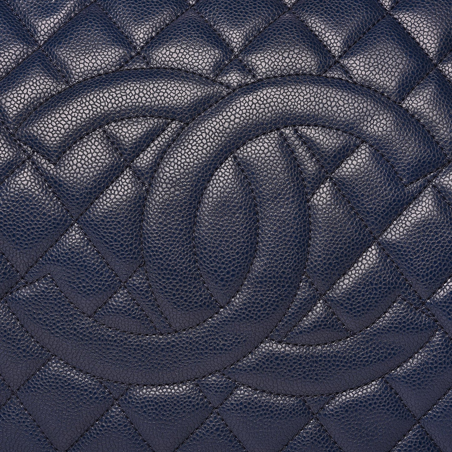 Caviar Quilted Framed Bowling Bag Navy