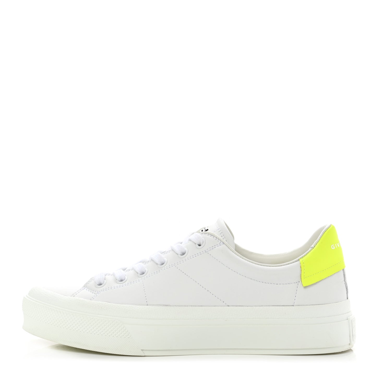 Calfskin Womens Urban Street Sneakers 38 White Neon Yellow