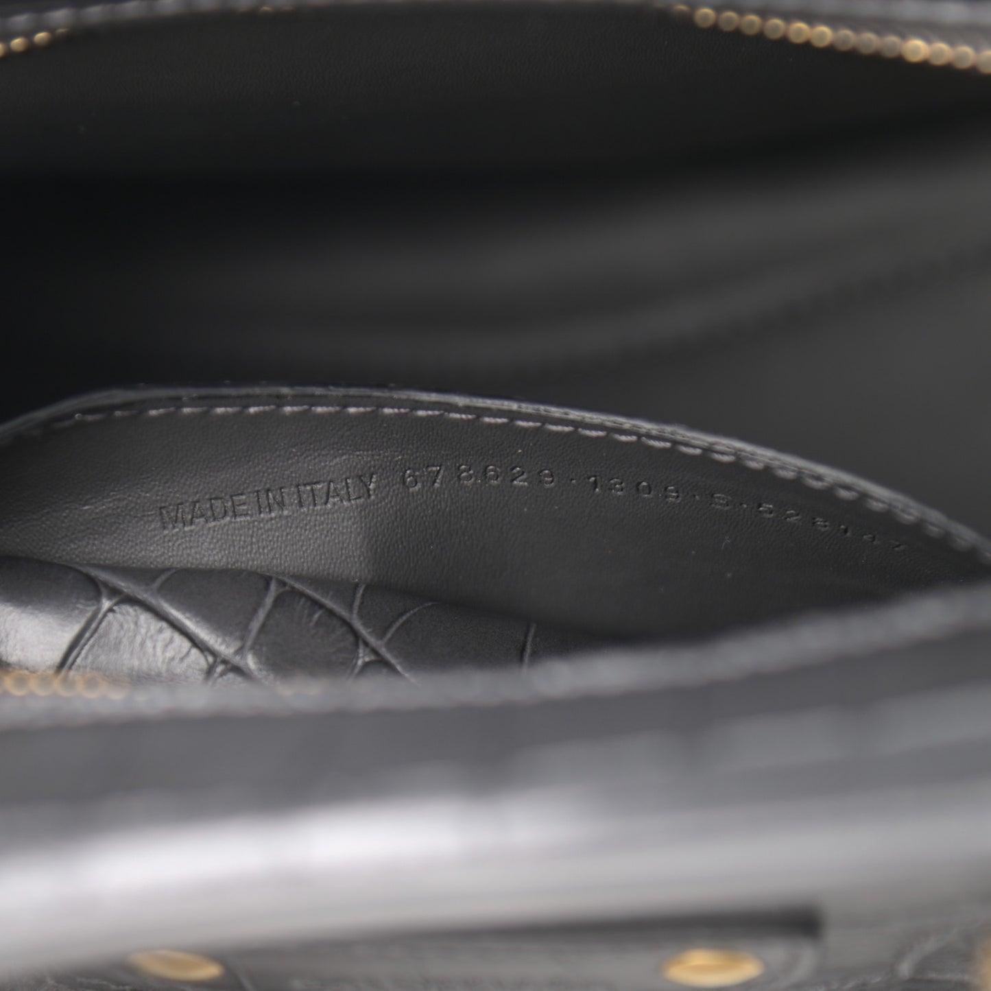 Extra Supple Calfskin Crocodile Embossed Neo Classic Gold Hardware S City Dark Grey