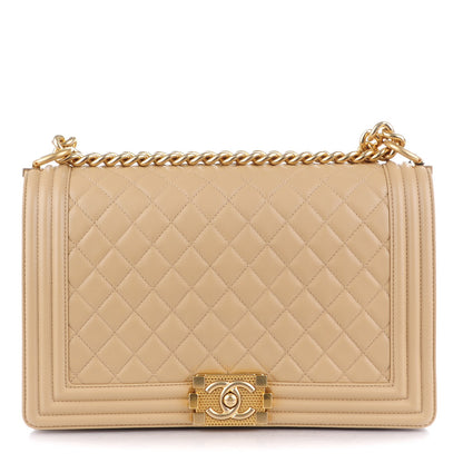 Chanel Lambskin Quilted New Medium Boy Flap Light Beige 1 of 8
