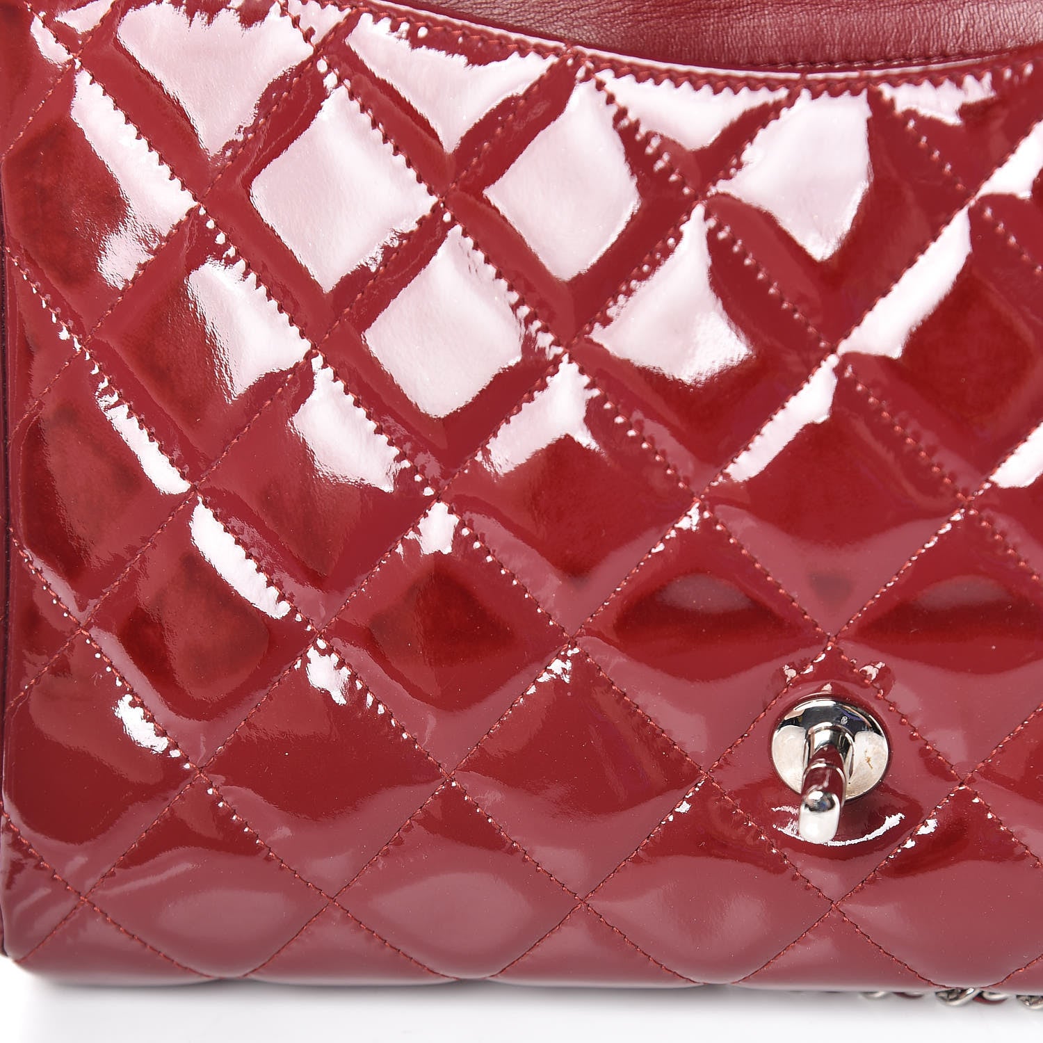 Chanel Patent Quilted Clutch With Chain Flap Red 13 of 18
