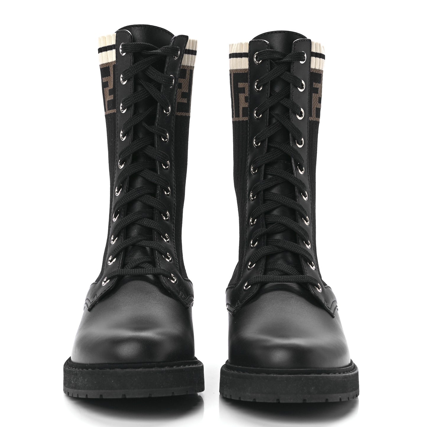 Calfskin Stretch Fabric Rockoko Biker Boots 39 Tobacco Black Marino
