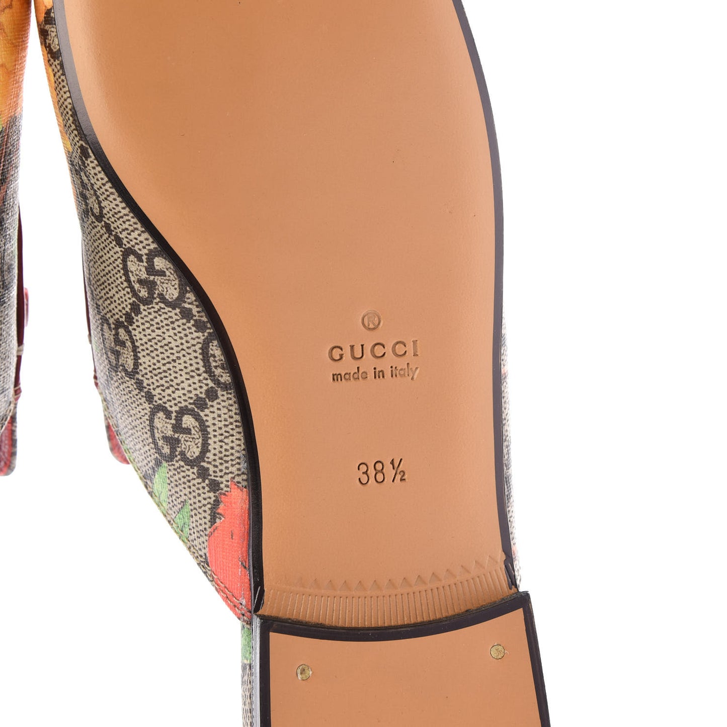 GG Supreme Monogram Tian Womens Princetown Slippers 38.5 Beige Ebony Multicolor