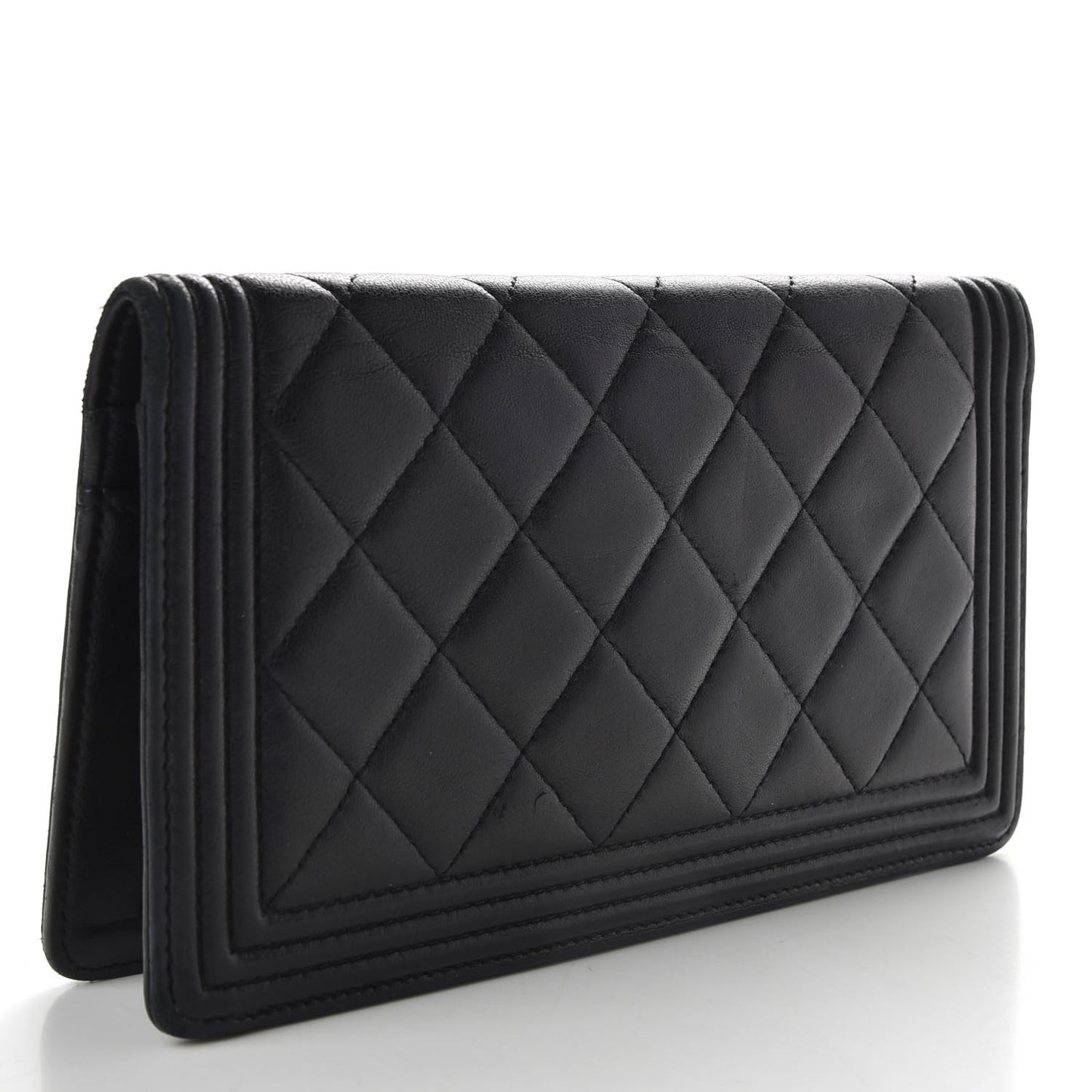Lambskin Quilted Boy Yen Wallet Black