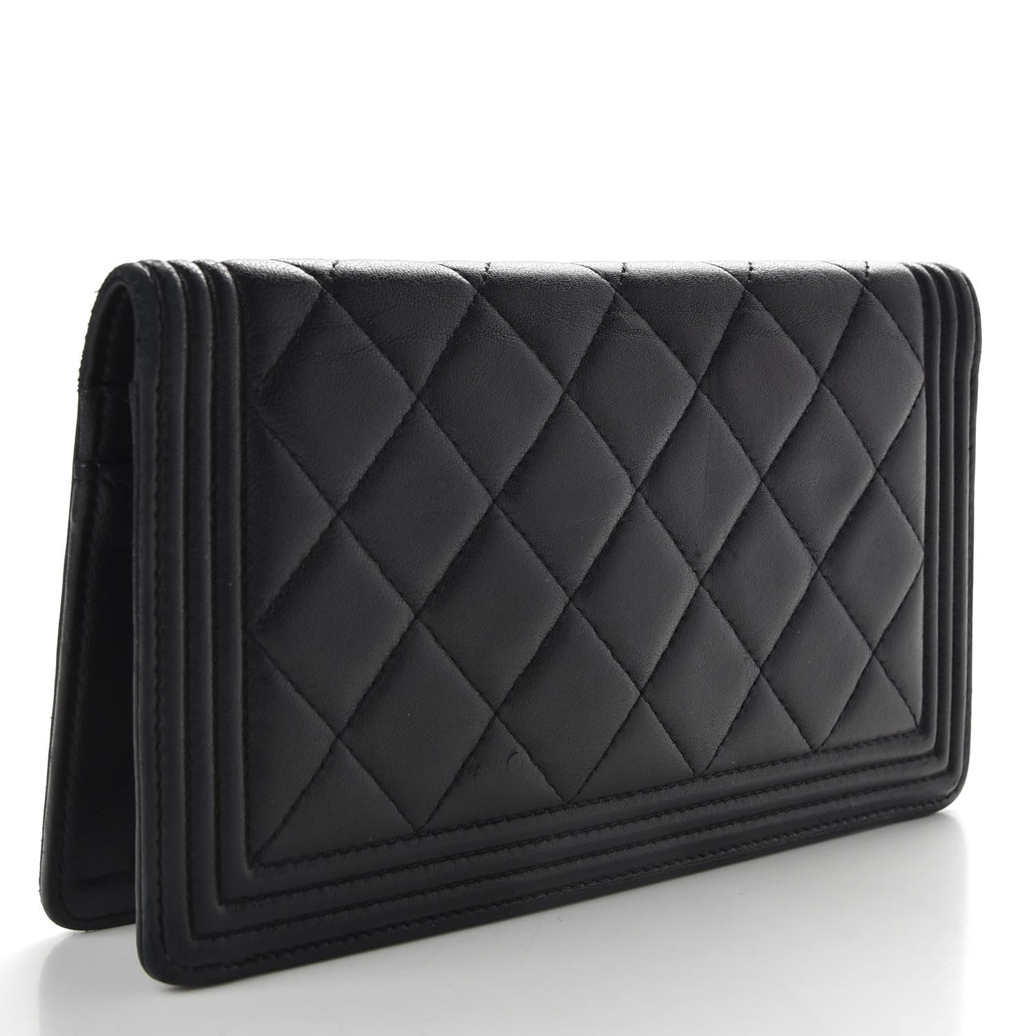 Chanel Lambskin Quilted Boy Yen Wallet Black 3 of 7