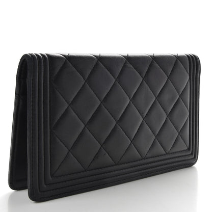 Chanel Lambskin Quilted Boy Yen Wallet Black 3 of 7