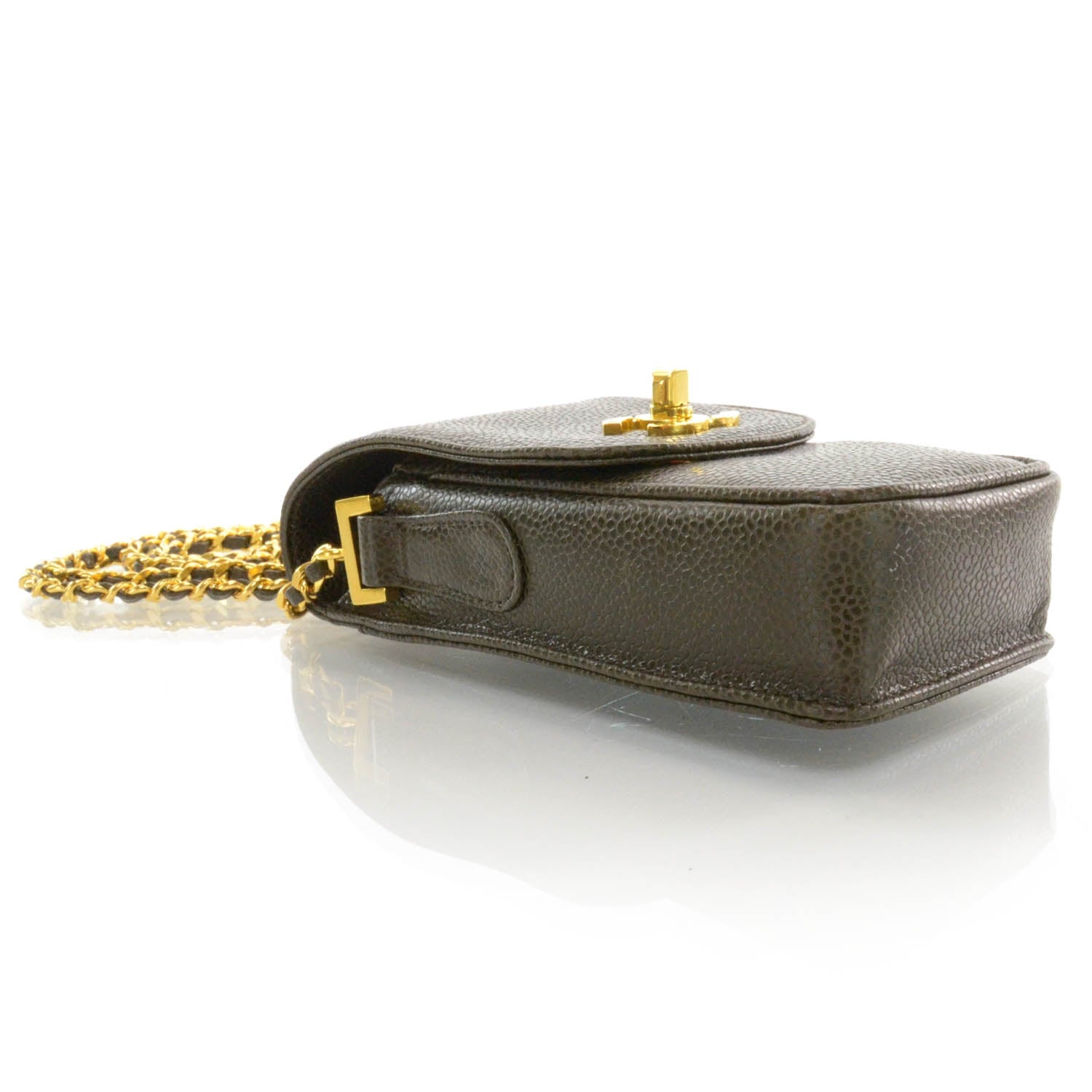 Chanel Caviar Cell Phone Case Crossbody Bag Khaki 4 of 8