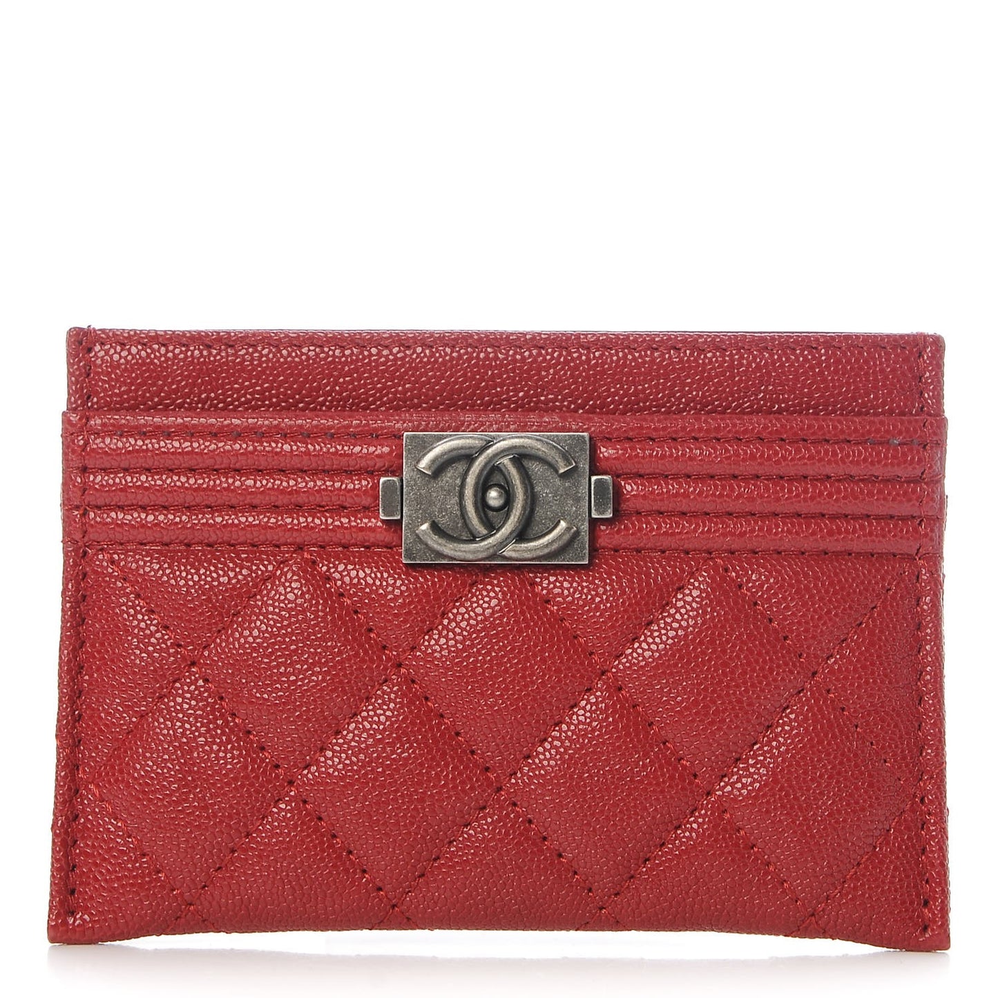 Caviar Quilted Boy Card Holder Red