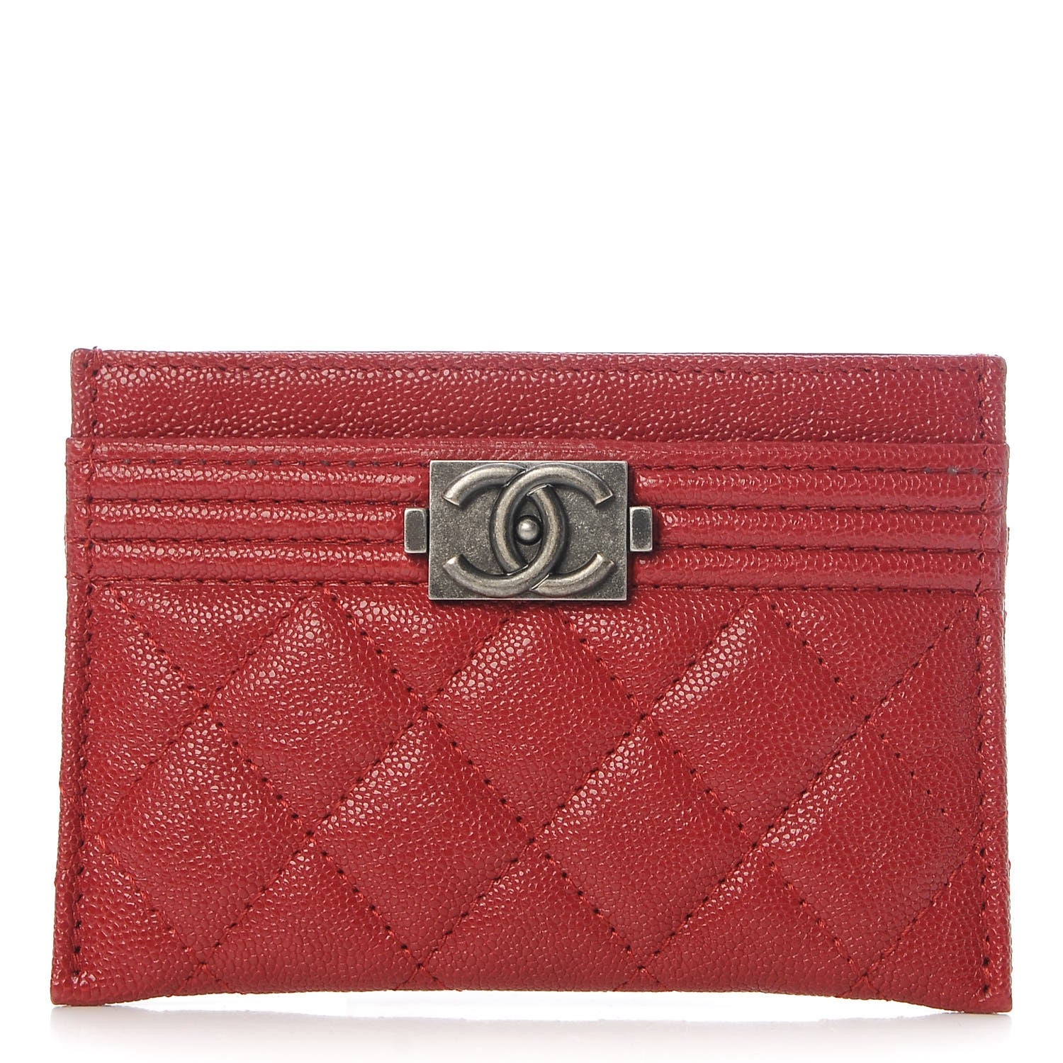 Chanel Caviar Quilted Boy Card Holder Red 1 of 9