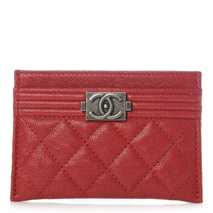 Chanel Caviar Quilted Boy Card Holder Red 1 of 9
