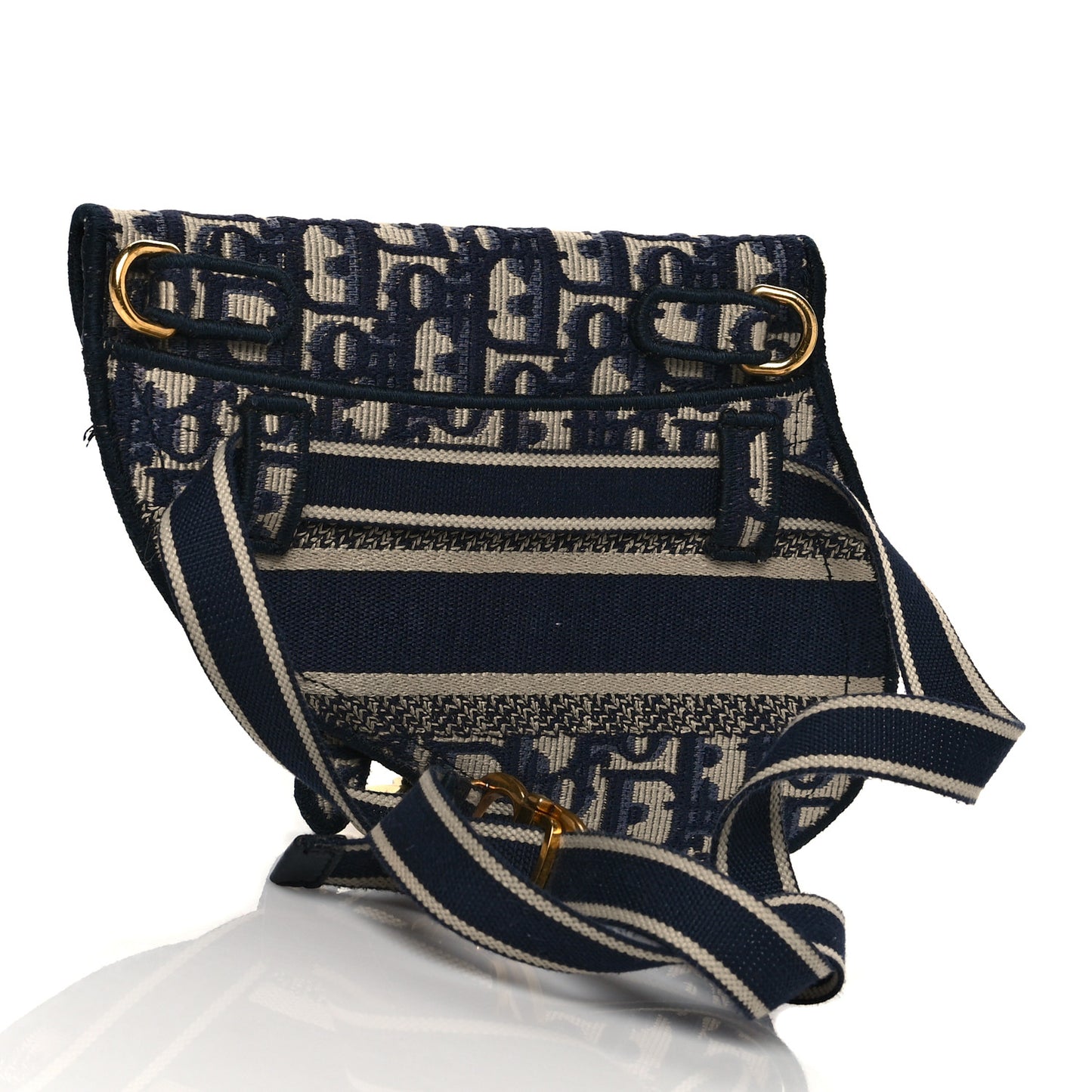Oblique Embroidered Saddle Belt Pouch Blue