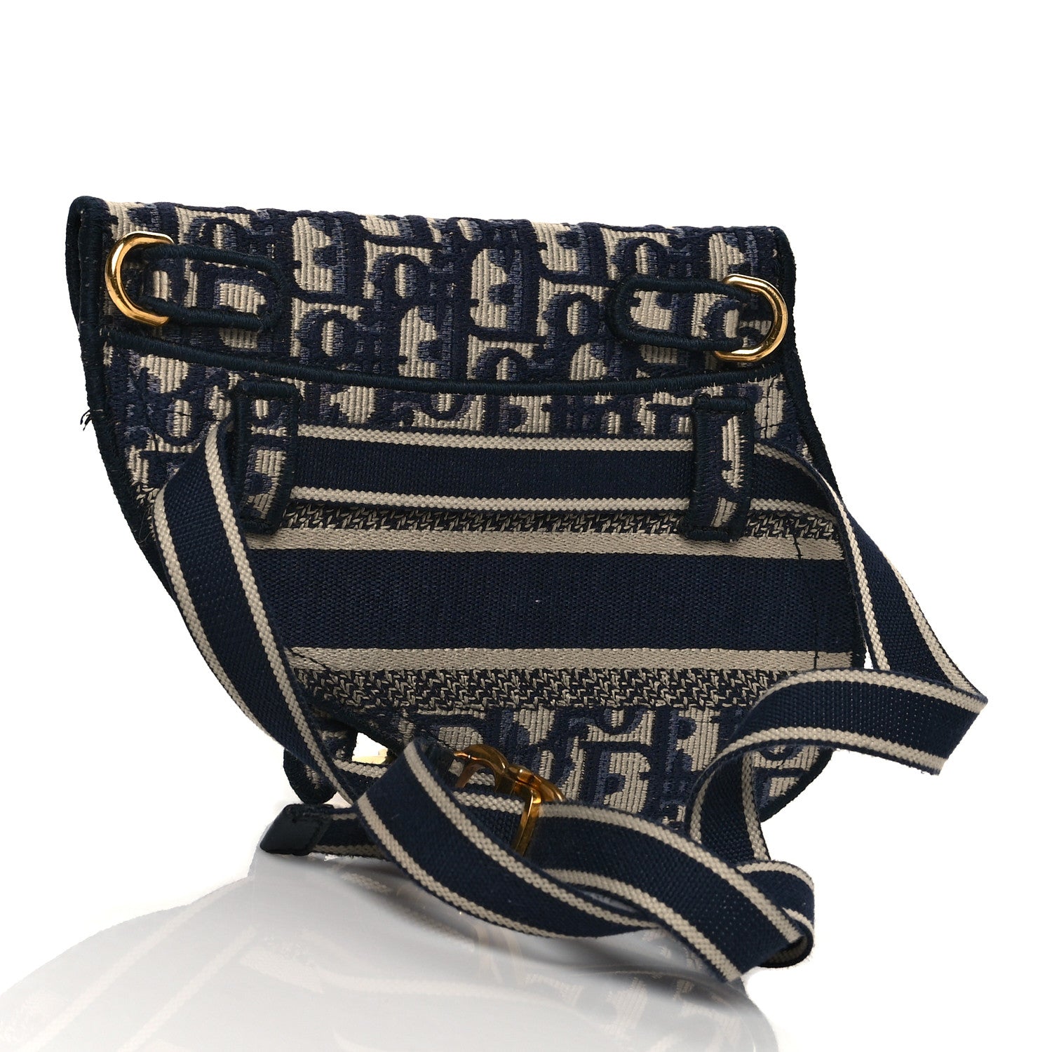 Christian Dior Oblique Embroidered Saddle Belt Pouch Blue 2 of 10