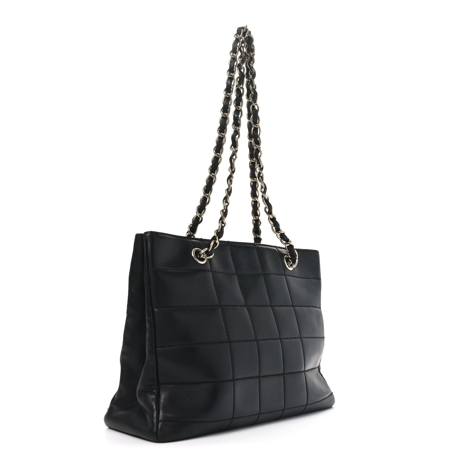 Chanel Calfskin Stitched Chocolate Bar Shopping Tote Black 3 of 11
