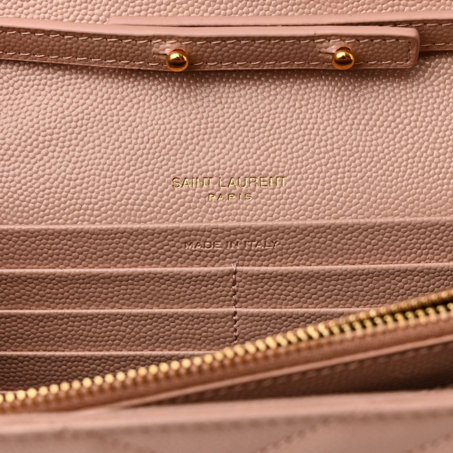 Grain De Poudre Matelasse Chevron Monogram Chain Wallet Pale Pink