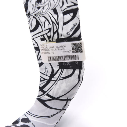 Hermes Silk Jungle Love Rainbow Twilly Gris Black White 3 of 4