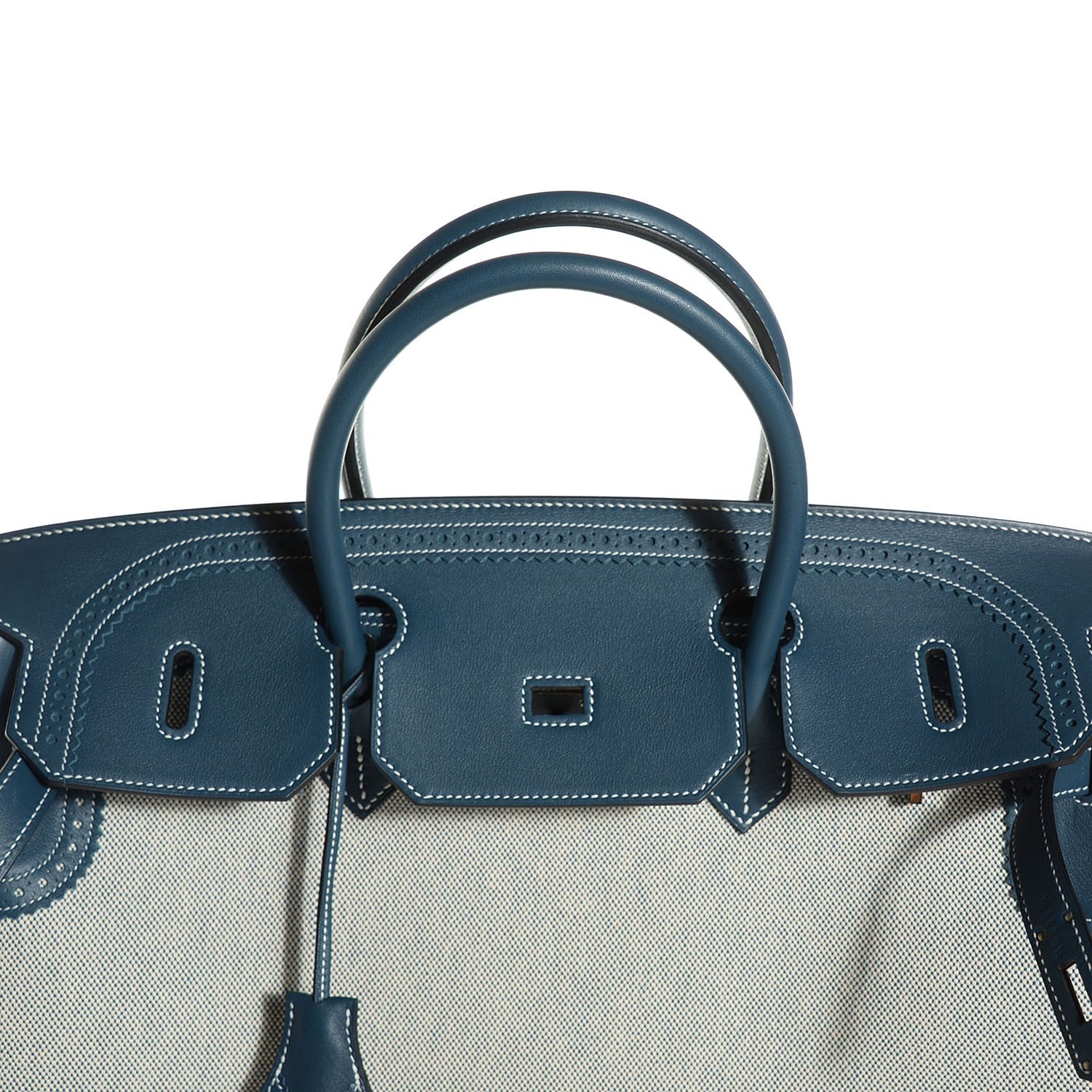 Hermes Swift Toile Ghillies Birkin 40 Bleu De Prusse 11 of 28
