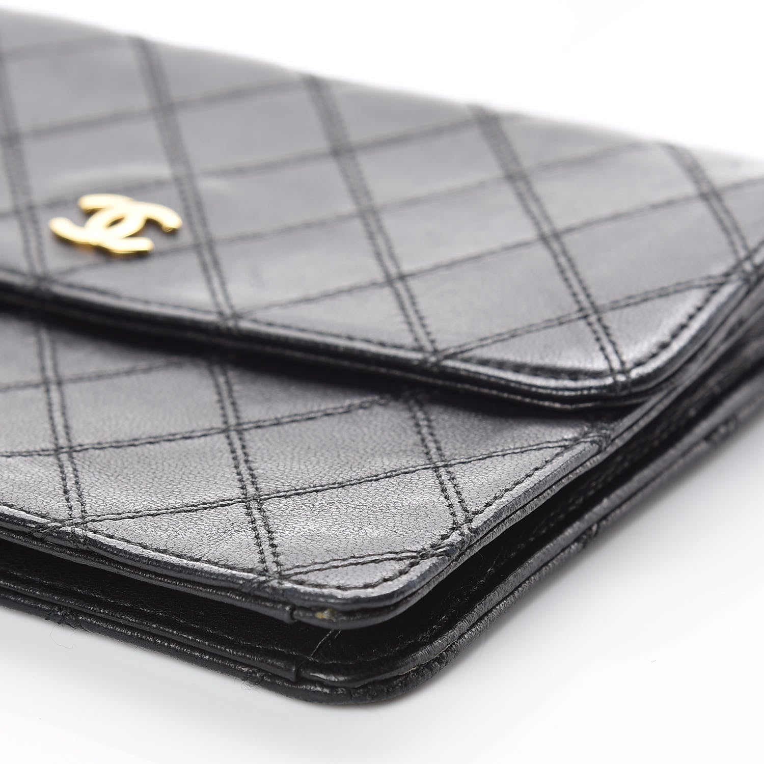 Chanel Lambskin Diamond Stitch Compact Pouch Black 10 of 12