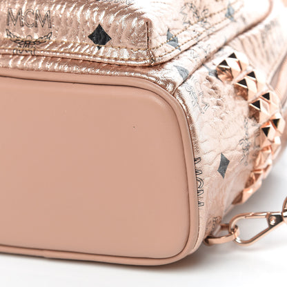 MCM Metallic Visetos Studded X-Mini Bebe Boo Backpack Champagne Gold 7 of 13