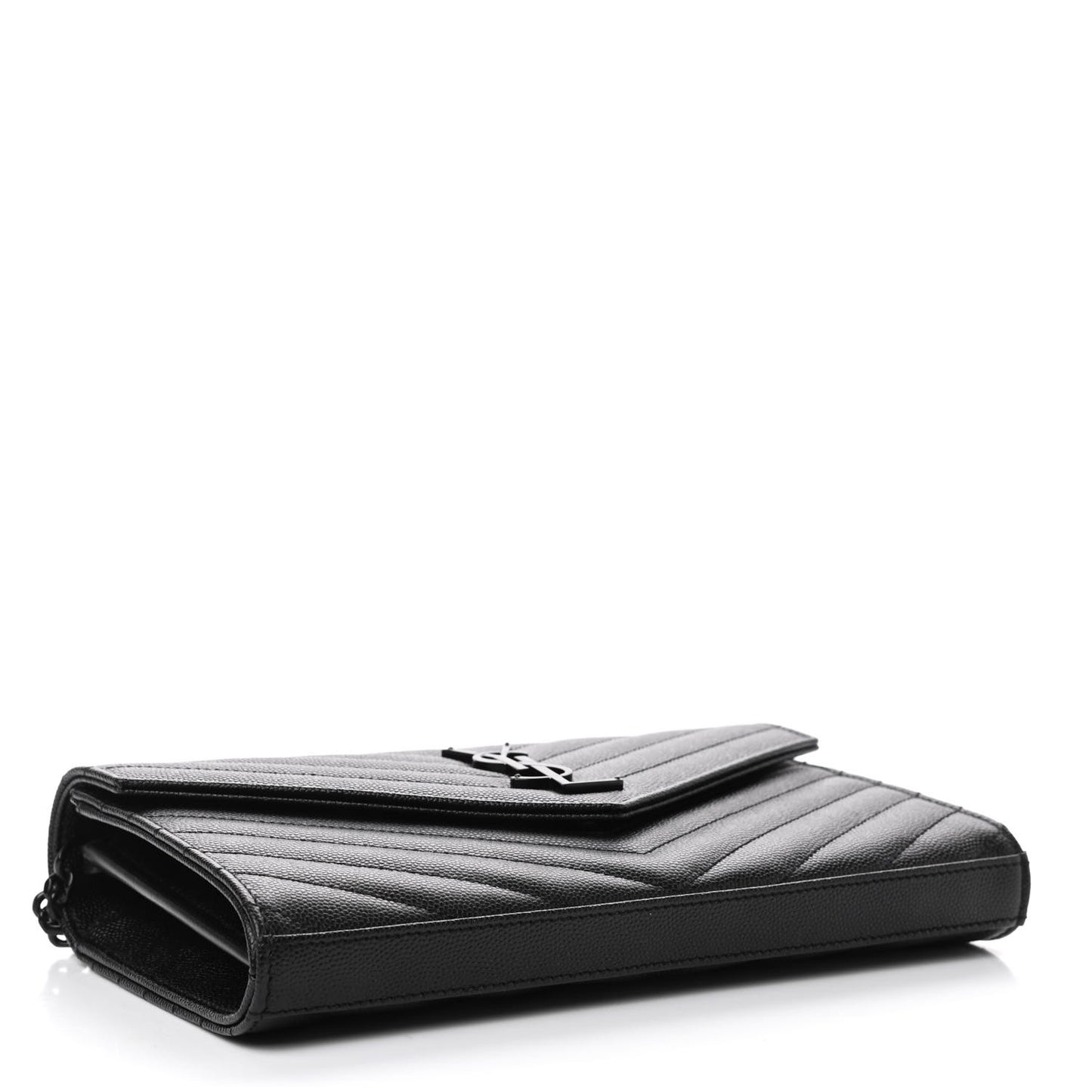 Grain De Poudre Matelasse Chevron Monogram Chain Wallet Black