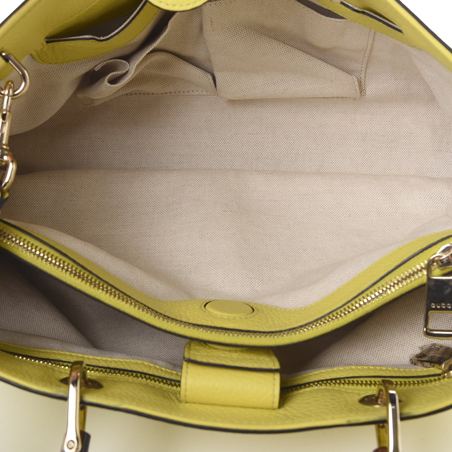 Gucci Pebbled Calfskin Medium Bamboo Shopper Tote Citrus 4 of 18