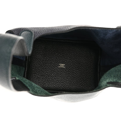 Hermes Taurillon Clemence Casaque Picotin Lock 18 PM Bleu Nuit Vert Bosphore 5 of 10