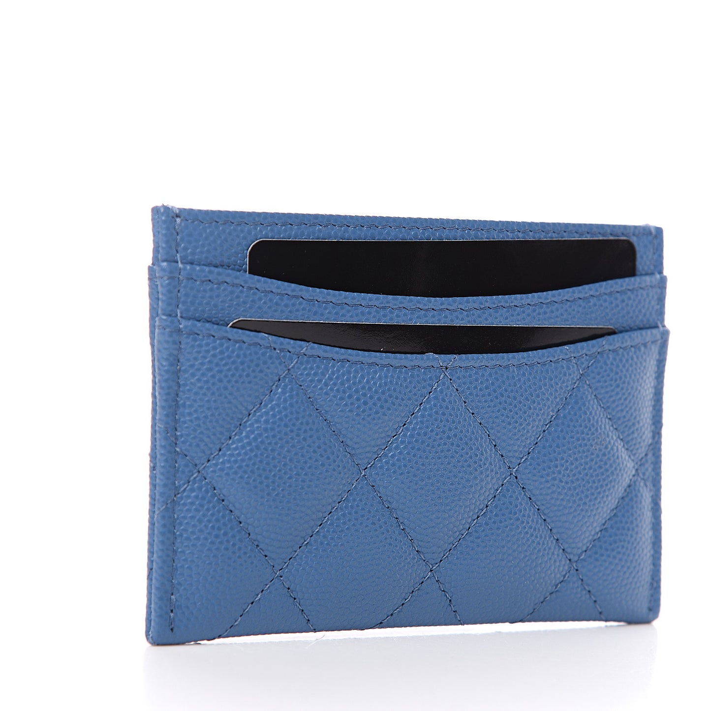 Caviar Quilted Card Holder Blue