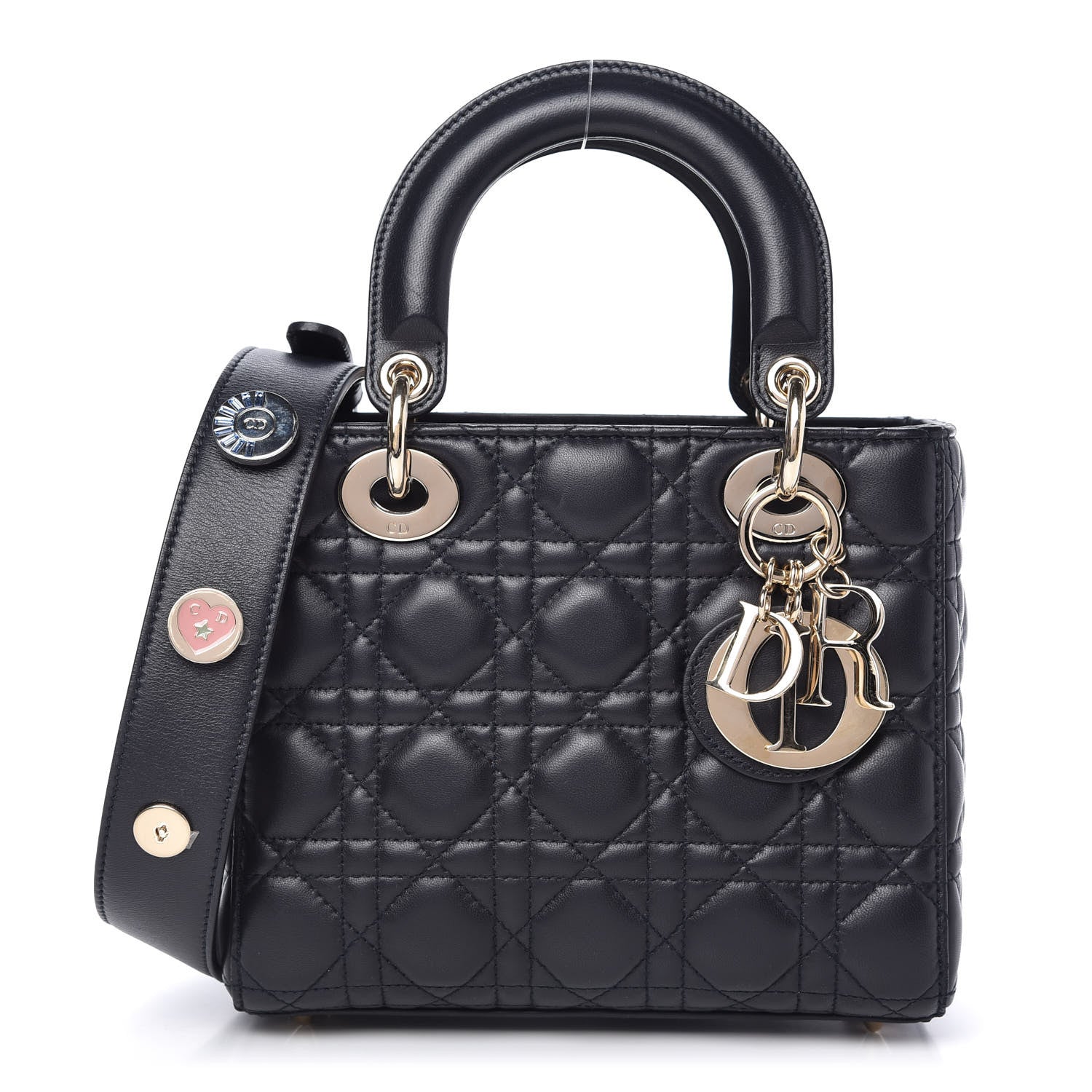 Christian Dior Lambskin Cannage Small Lucky Badges My Lady Dior Navy 1 of 9