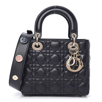 Christian Dior Lambskin Cannage Small Lucky Badges My Lady Dior Navy 1 of 9