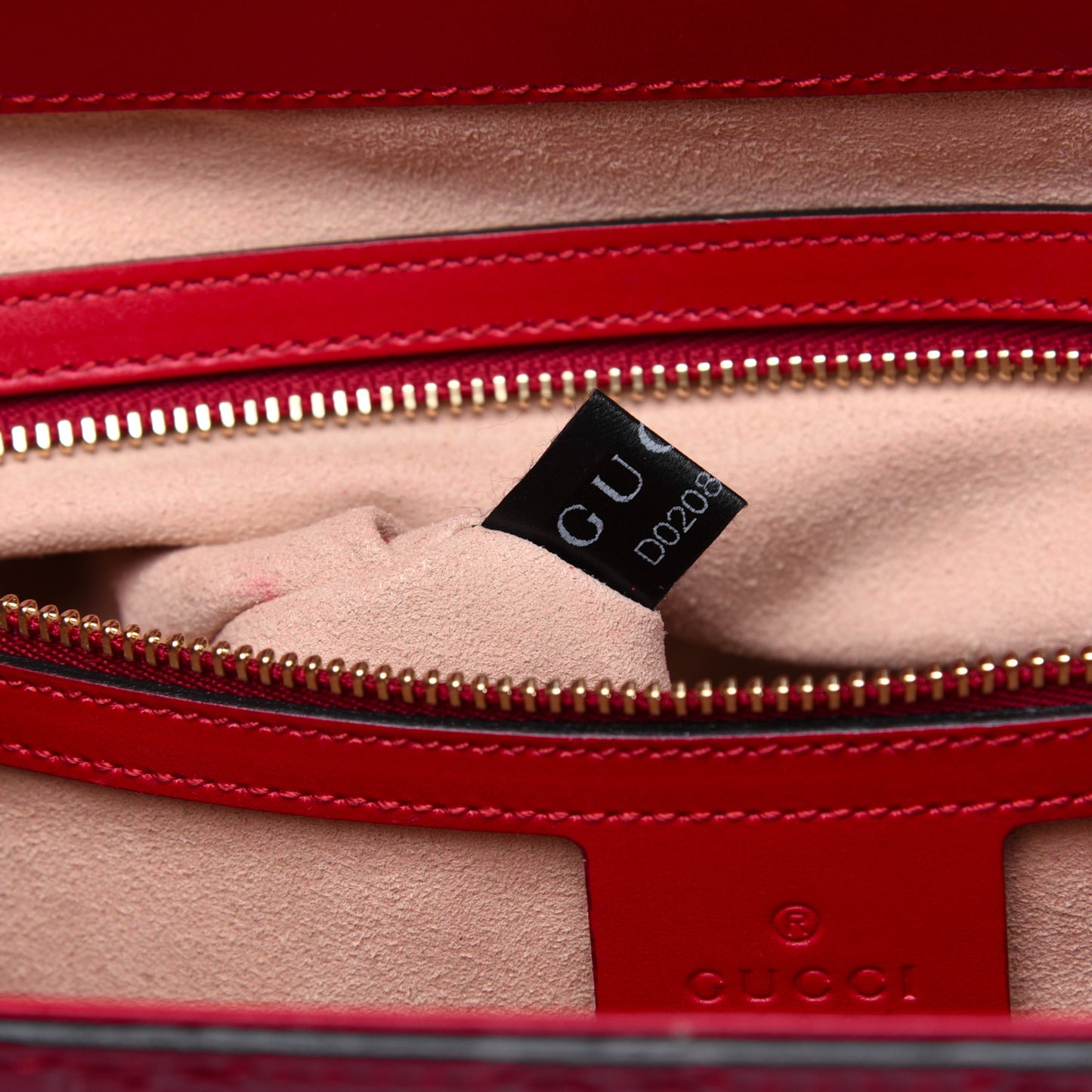 Guccissima Signature Medium Padlock Top Handle Bag Hibiscus Red