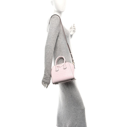 Givenchy Calfskin Crocodile Embossed Mini Antigona Pink 2 of 12