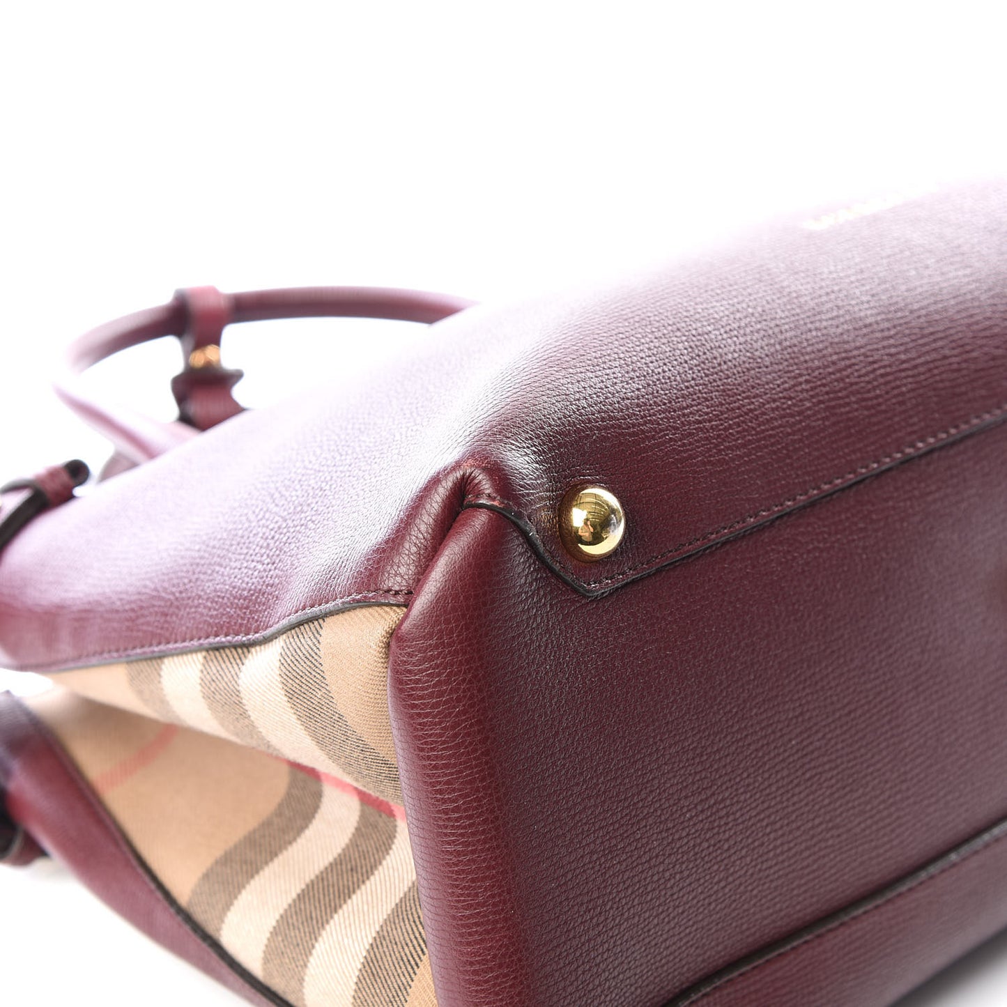 Grainy Calfskin House Check Medium Banner Tote Mahogany Red