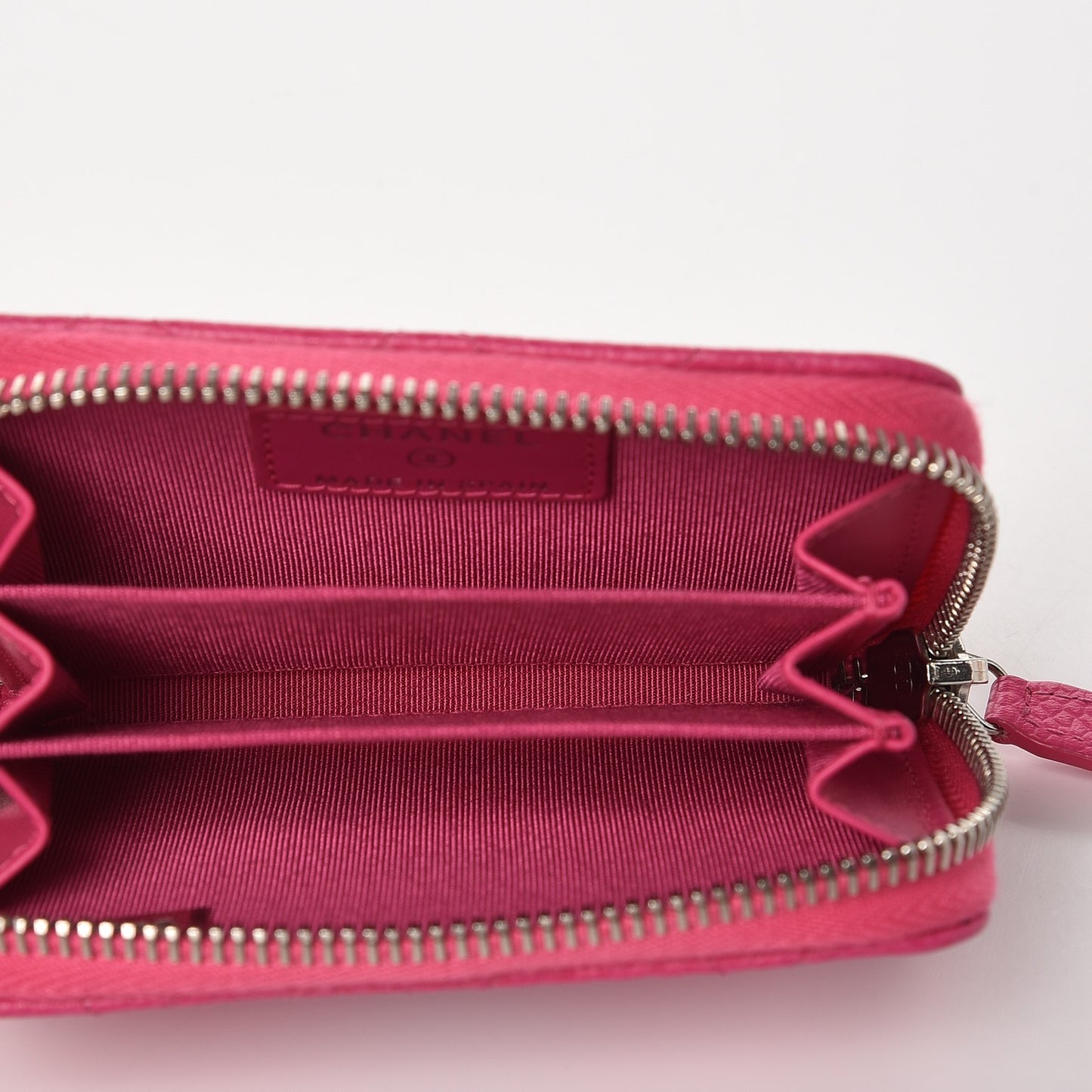 Caviar Quilted Zip Coin Purse Pink