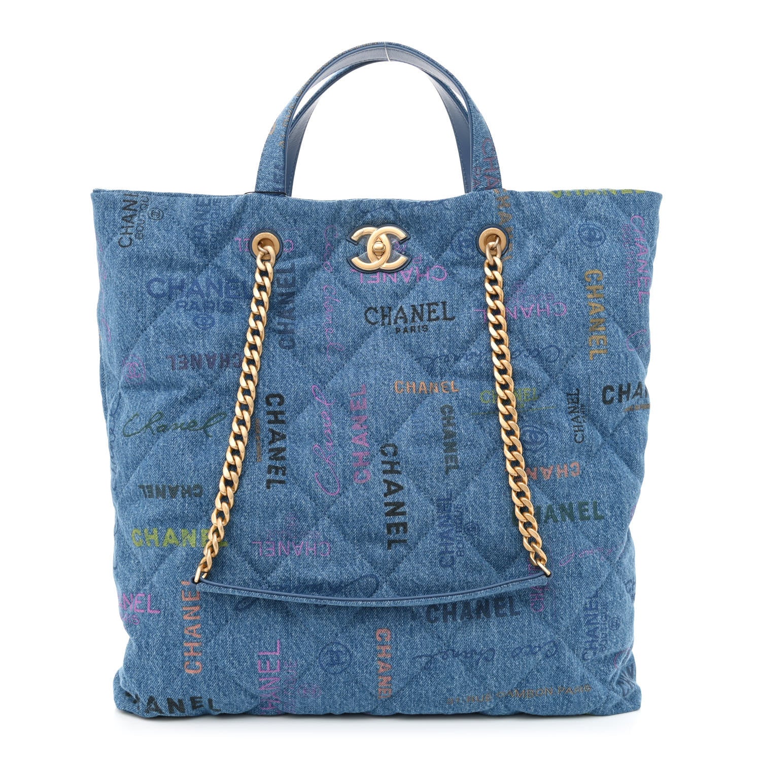 Chanel Denim Quilted Denim Mood Maxi Shopping Bag Blue Multicolor 1 of 11