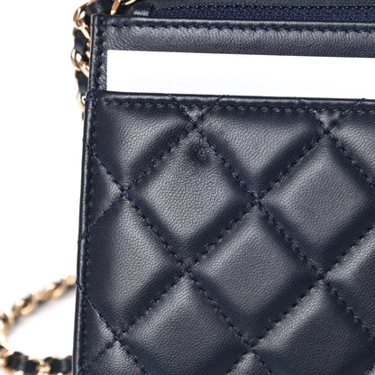 Chanel Lambskin Quilted Chain Around Wallet On Chain WOC Navy Blue 12 of 13
