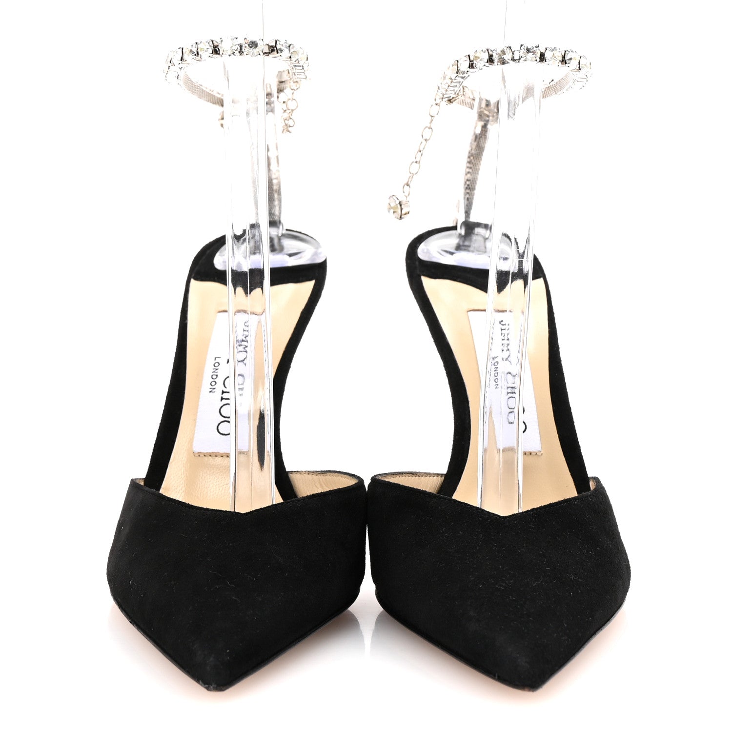 Jimmy Choo Suede Crystal Saeda 100 Pumps 37 Black 2 of 7
