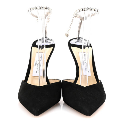 Jimmy Choo Suede Crystal Saeda 100 Pumps 37 Black 2 of 7