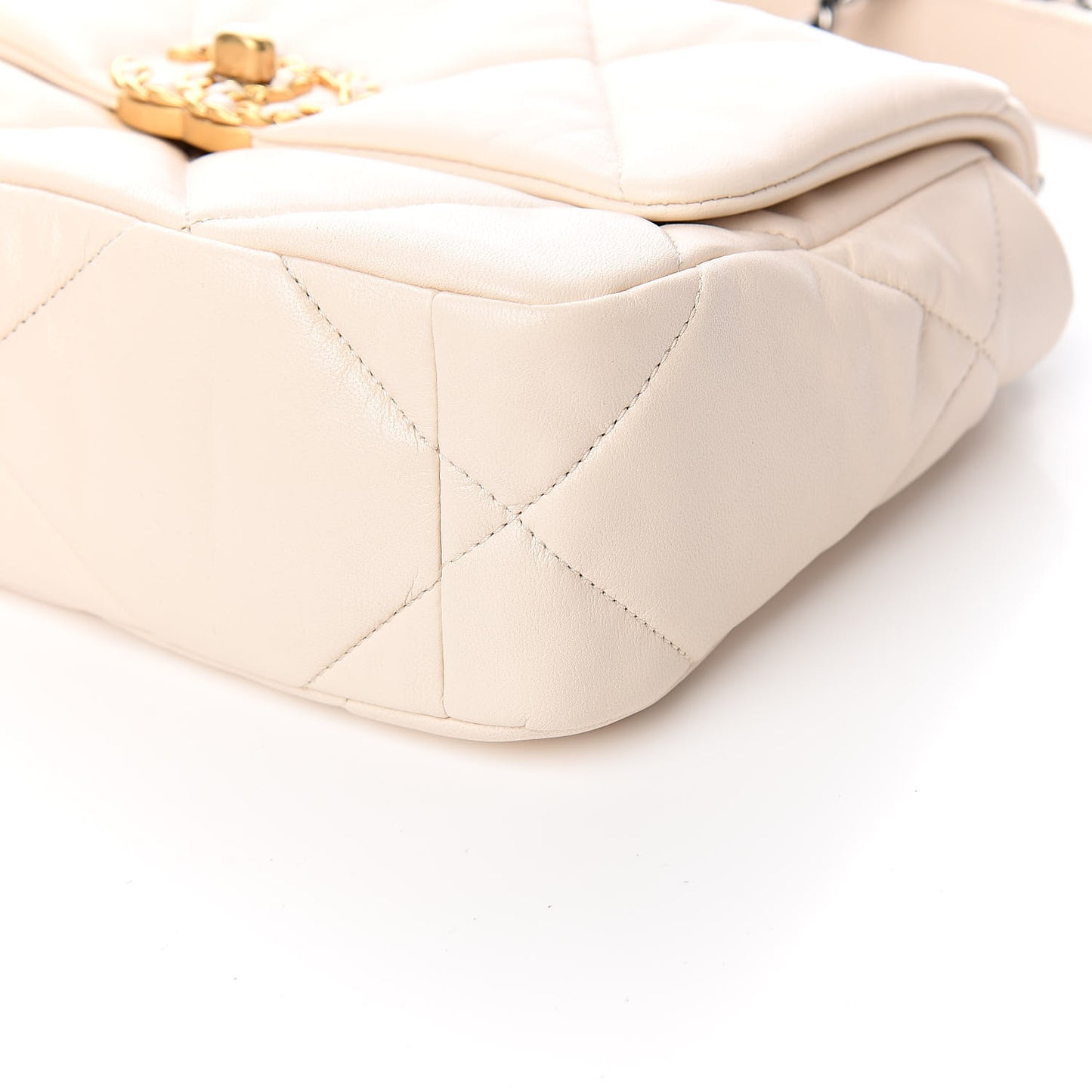 Lambskin Quilted Medium 19 Flap Light Beige