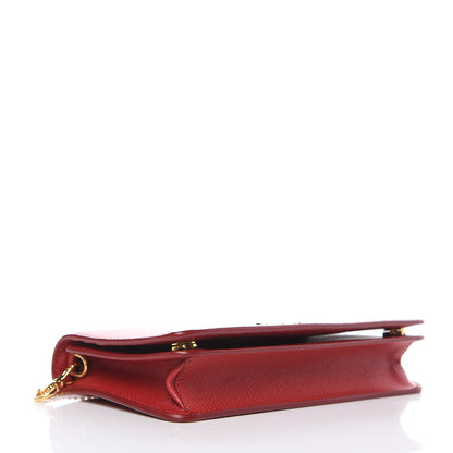 Prada Saffiano Metal Phone Wristlet Crossbody Wallet Fuoco 4 of 9