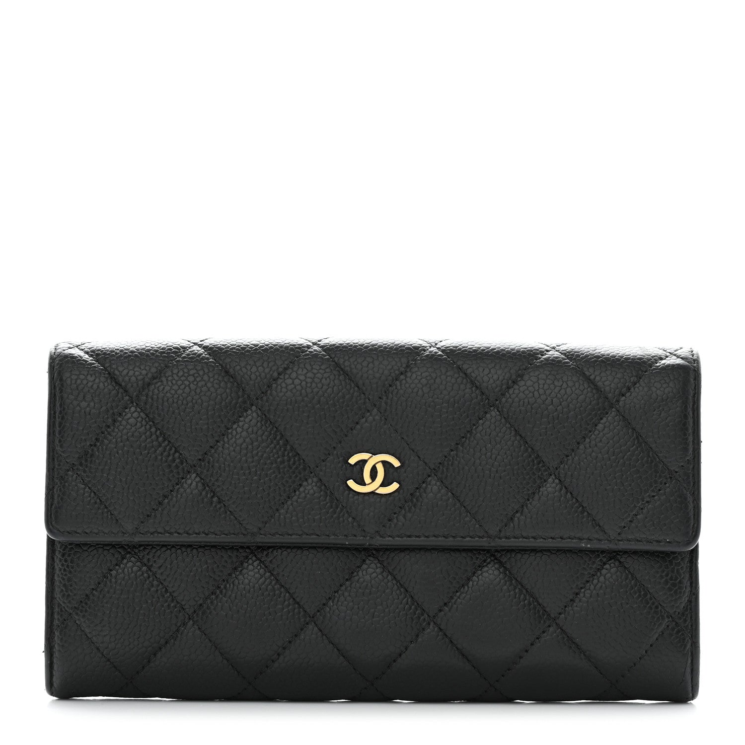 Chanel Caviar Quilted Large Gusset Flap Wallet Black 1 of 9