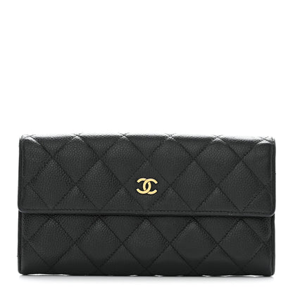 Chanel Caviar Quilted Large Gusset Flap Wallet Black 1 of 9