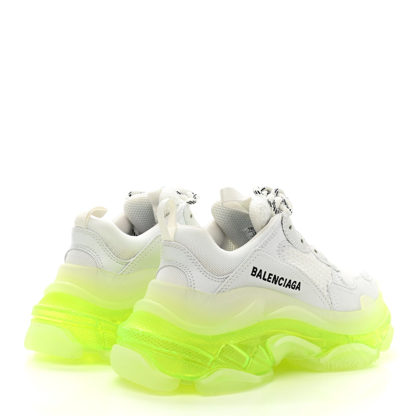 Fabric Mesh Clear Sole Fluo Womens Triple S Sneakers 35 White Fluo Yellow
